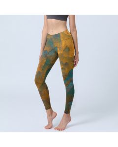 Buddha Stones Dark Goldenrod Mountain Print Fitness Leggings Women's Yoga Pants - Dark Goldenrod / US18，UK/AU22，EU50 (4XL)