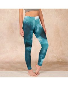 Buddha Stones Dark Green Cloud Gym Leggings Women's Yoga Pants - DarkCyan / US18，UK/AU22，EU50 (4XL)