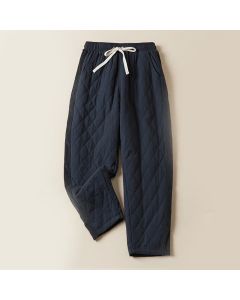 Buddha Stones Diamond Quilted Design Thermal Women's Harem Pants With Pockets - LemonChiffon / US8-10，UK/AU12-14，EU40-42 (2XL)