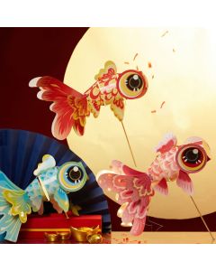 Buddha Stones DIY Fortune Luck Koi Fish Paper Lantern Lamp Mid-Autumn Festival Child Kids Lantern Decoration - DIY Fortune Blue Koi Fish