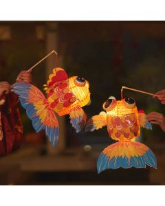 Buddha Stones DIY Good Luck Koi Fish Paper Lantern Lamp Mid-Autumn Festival Child Kids Lantern Decoration - DIY Good Luck Koi Fish Lantern-Graffiti Type 33*16*36cm