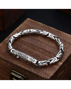Buddha Stones Dorje Vajra Om Mani Padme Hum Peace Love Copper Chain Bracelet - 18cm fit wrist circumference: 18-19cm