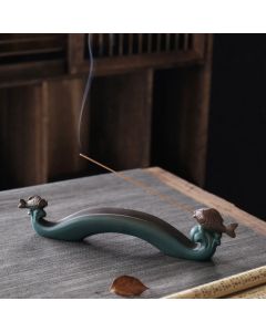 Buddha Stones Double Koi Fish Mountain Healing Ceramic Stick Incense Burner Decoration - Brown Mountain 27.6*8.3*6.5cm