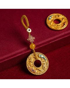 Buddha Stones Double Koi Fish Peace Buckle Wealth Luck Key Chain - Koi Fish(Luck♥Prosperity)