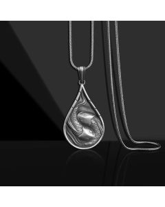 Buddha Stones Double Lucky Koi Fish Prosperity Pure Tin Water Drop Pattern Necklace Pendant - Koi Fish Pendant&Common Chain