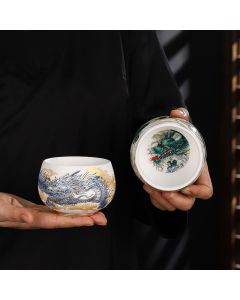 Buddha Stones Dragon Cicada Bamboo Deer Crane Lotus Plum Flower Ceramic Teacup Kung Fu Tea Cup Bowl 185ml - Red Plum Blossom 8.5cm*5.5cm*185ml