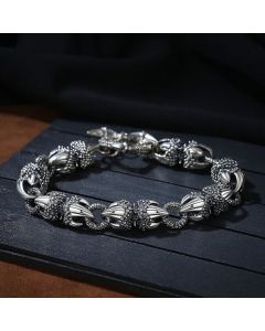 Buddha Stones Dragon Claw Engraved Strength Protection Bracelet - 22cm