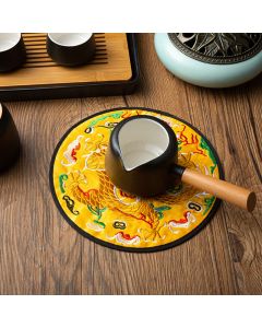 Buddha Stones Dragon Embroidery Cup Mat Pad Tea Cup Coaster Kung Fu Tea Mat - Red Dragon