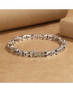 Buddha Stones Dragon Om Mani Padme Hum Engraved Copper Luck Success Bracelet - 22cm fit wrist circumference: 20-21cm