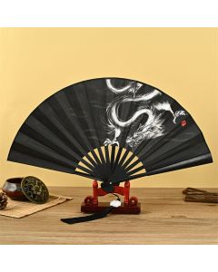 Buddha Stones Dragon Phoenix Tiger Crane Eagle Wolf Koi Fish Handheld Folding Fan Lotus Tassel Fan - Dragon And Tiger Fighting