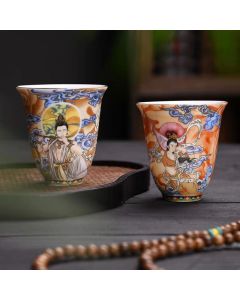 Buddha Stones Dunhuang Color Flying Apsaras Teacup Kung Fu Tea Cup - Dunhuang Flying Apsaras 7.8cm*6cm*120ml
