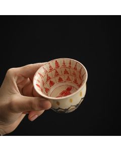 Buddha Stones Dunhuang Color Thousand Buddhas Teacup Kung Fu Tea Cup 100ml - Dunhuang Thousand Buddhas 5cm*7.2cm*100ml
