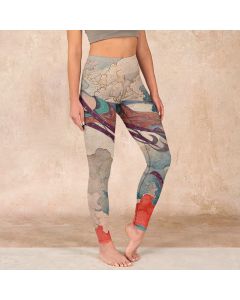 Buddha Stones Dunhuang Flying Apsaras Auspicious Clouds Print Fitness Leggings Women's Yoga Pants - Tan / US18，UK/AU22，EU50 (4XL)
