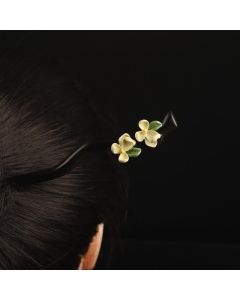Buddha Stones Ebony Gardenia Petal Courage Hairpin - Ebony Hairpin