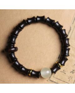 Buddha Stones Ebony Green Sandalwood Black Rosewood Bamboo Peace Bracelet - Black Rosewood