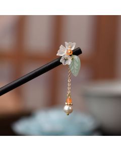 Buddha Stones Ebony Liuli Lily of the Valley Courage Hairpin - Ebony Hairpin