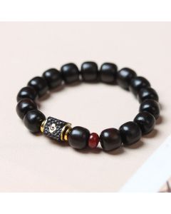 Buddha Stones Ebony Wood Auspicious Clouds Engraved Calm Bracelet - Ebony Wood(Wrist Circumference 14-16cm)