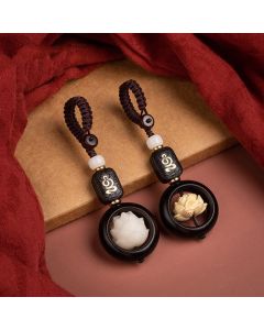 Buddha Stones Ebony Wood Bodhi Seed Lotus Enlightenment Key Chain Decoration - Ebony Wood Bodhi Seed Lotus