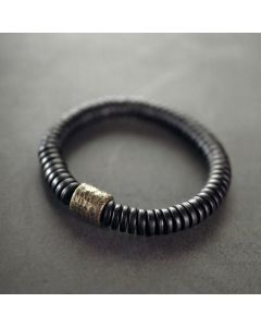 Buddha Stones Ebony Wood Copper Brass Calm Bracelet - Ebony Wood Brass(Wrist Circumference: 17-17.5cm)