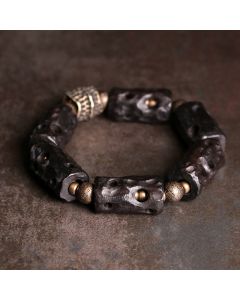 Buddha Stones Ebony Wood Copper Brass Calm Bracelet - Ebony Wood Brass(Wrist Circumference: 17-17.5cm)