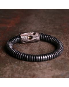 Buddha Stones Ebony Wood Copper Brass Holey Balance Bracelet - Ebony Wood Brass / 17-17.5cm