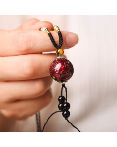 Buddha Stones Ebony Wood Venus Aurora Bead Lacquer Craft Peace Necklace Pendant - Beige(Random Beige)