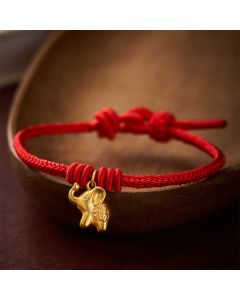 Buddha Stones Elephant Fu Character Red String Strength Braided Rope Bracelet - Red(Wrist Circumference 5.9–6.7 in /15–17 cm)