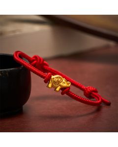 Buddha Stones Elephant Red String Copper Strength Bracelet - Red