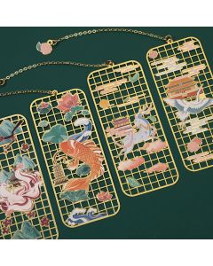 Buddha Stones Elk Koi Fish Crane Nine Tailed Fox Metal Brass Hollow Bookmark - Nine-Tailed Fox