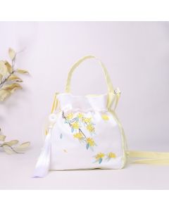 Buddha Stones Embroidered Osmanthus Peony Grape Cat Cotton Linen Tote Crossbody Bag Shoulder Bag Handbag - Purple Grape Cat 20*20*7cm