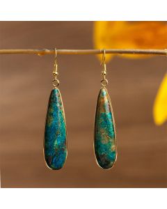 Buddha Stones Emperor Stone Water Drop Happiness Dangle Earrings - Emperor Stone(Stainless Steel Posts)
