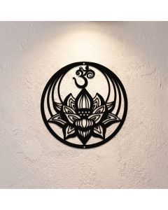 Buddha Stones Enlightenment Lotus OM Round Iron Metal Meaningful Symbols Wall Art - Approx. 25cm x 25cm x 0.1cm / 9.84in x 9.84in x 0.04in