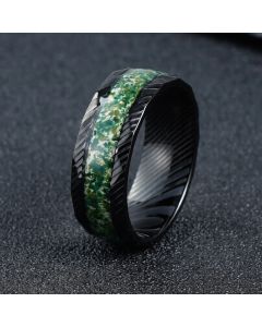 Buddha Stones Faceted Natural Inlay Titanium Steel Strength Ring - Blue / 21.4mm