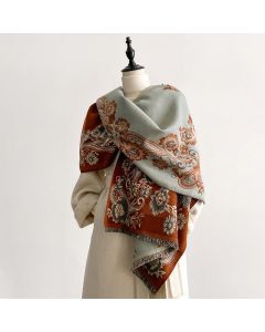 Buddha Stones Fall Cashew Flower Vines Pattern Warm Cozy Scarf Shawl - Cornsilk / 185*65cm