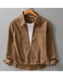 Buddha Stones Fall Casual Minimalist Solid Layered Look Men's Long Sleeve Shirts - Peru / US/UK/AU36，EU46 (L)
