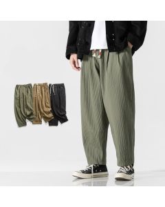 Buddha Stones Fall Solid Color Drawstring Men's Ankle-Length Harem Pants With Pockets - Tan / US/UK/AU44，EU54 (4XL)