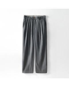 Buddha Stones Fall Solid Drawstring Zipper Men's Linen Wide Leg Pants With Pockets - Linen / US/UK/AU44，EU54 (4XL)