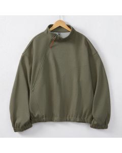 Buddha Stones Fall Winter Casual Minimalist Quarter Zipper Solid Men's Sweatshirts With Pocket - OliveDrab / US/UK/AU38, EU48 (M)