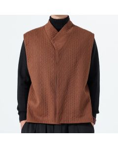 Buddha Stones Fall Winter Casual Minimalist Solid Knit Tank Top Men's Vests - Sienna / US/UK/AU36，EU46 (L)