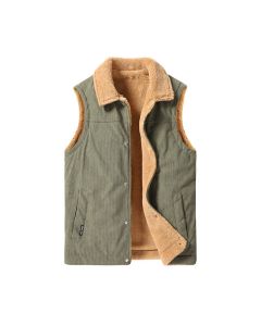 Buddha Stones Fall Winter Casual Vintage Button-Up Solid Corduroy Tank Top Men's Vest With Pockets - Peru / US/UK/AU40，EU50 (3XL)
