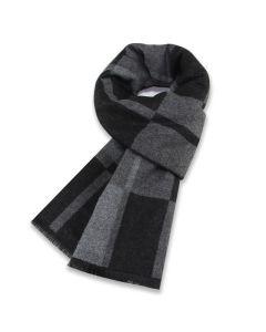 Buddha Stones Fall Winter Classic Black Gray Check Wrap Men's Scarf - Big Check