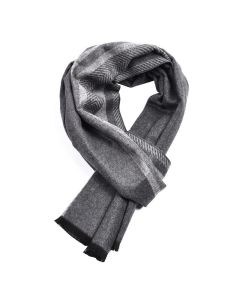 Buddha Stones Fall Winter Minimalist Striped Edge Cozy Tassel Men's Scarf - DimGray