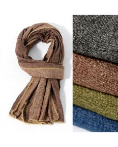 Buddha Stones Fall Winter Soft Drape Fringe Edge Men's Scarf - DimGray