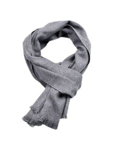 Buddha Stones Fall Winter Solid Color Tassel Cozy Long Men's Scarf - Silver