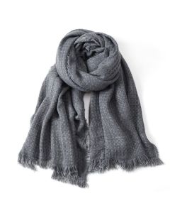 Buddha Stones Fall Winter Textured Tassel Cozy Wrap Men's Scarf - DimGray