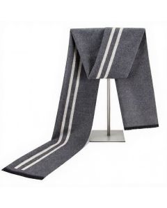 Buddha Stones Fall Winter Urban Stripe Tassel Warm Wrap Men's Scarf - Gray