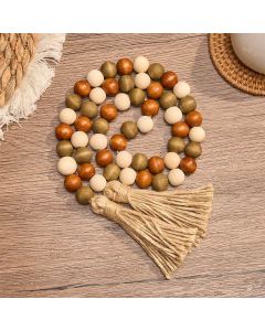 Buddha Stones Farmhouse Layered Wood Bead Tassel Garland Mindful Living Decor - 100 cm
