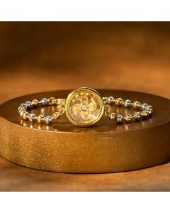 Buddha Stones Feng Sheng Shui Qi Copper Brass Rotatable Windmill Bead Protection Braided Bracelet - Copper Brass Feng Sheng Shui Qi Bead