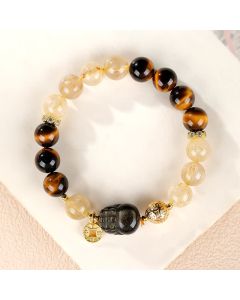 Buddha Stones Feng Shui Tiger Eye Pi Xiu Golden Rutilated Quartz Wealth Beaded Bracelet - Tiger Eye Pi Xiu Bracelet / 6mm (Wrist Circumference: 5.5–5.9 in/14–15 cm)