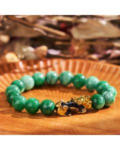 Buddha Stones FengShui PiXiu Jade Protection Bracelet - 14mm*13
